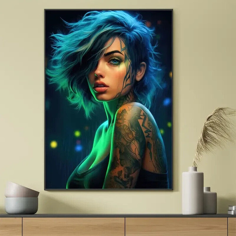 Cyberpunk Girl Canvas Art Print 16" x 24" Wall Art NEW! Home & Garden:Home Décor:Posters & Prints Style Your Walls